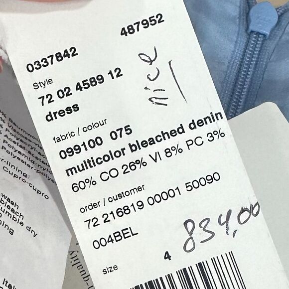 Akris Punto Multicolored Bleached Denim Dress 4 Tweed Plaid Career Fringe‎ NWT - Picture 4 of 10